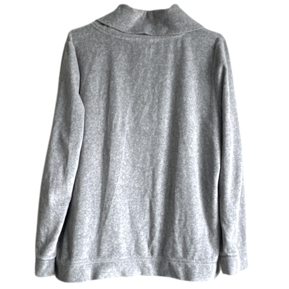 J.JILL Velour Grey Full Zip Long Sleeve Oversized Sweater Sz L - Picture 2 of 3